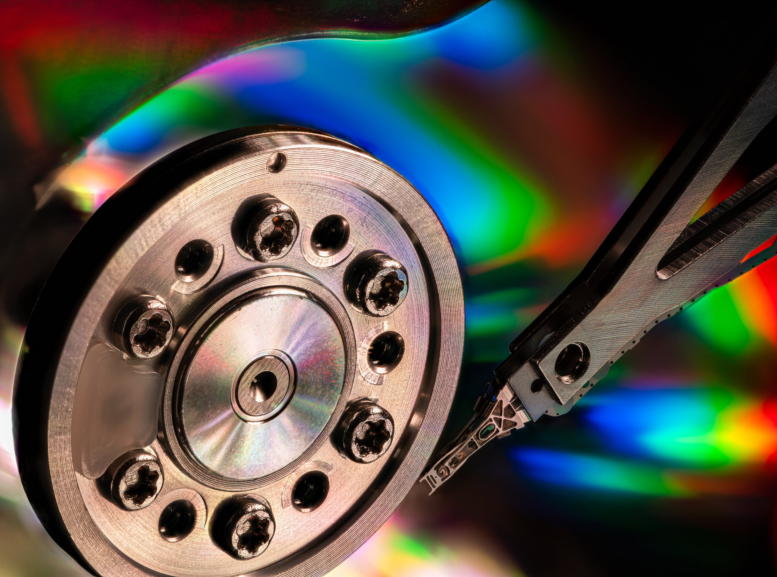 Inside a computer hard drive